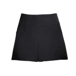 Coach Black Wool Mini Skirt Size 4 Pleated Front Tailored Made in Portugal